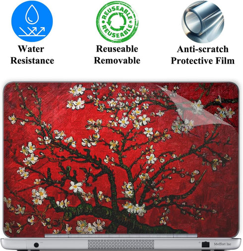 15 15.6 Inch Laptop Skin Sticker Cover Premium Sticker Cover Art Decal Decorative (Included 2 Wrist Pad Skins) - Cherry Blossom...