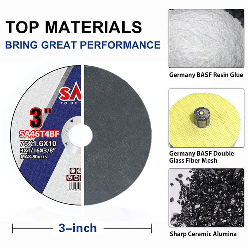 SALI 25 Pack Cut Off Wheels 3 Inch General Purpose Metal Cutting Wheel for 3 in Angle Grinders and Die Grinders- Cutting Disc Aggressive Cutting 3...