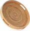 HITOMEN 11.8'' Hand-Woven Round Rattan Serving Tray Decorative Wicker Trays with Handles for Coffee Table (Natural-M)...