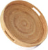 HITOMEN 11.8'' Hand-Woven Round Rattan Serving Tray Decorative Wicker Trays with Handles for Coffee Table (Natural-M)...