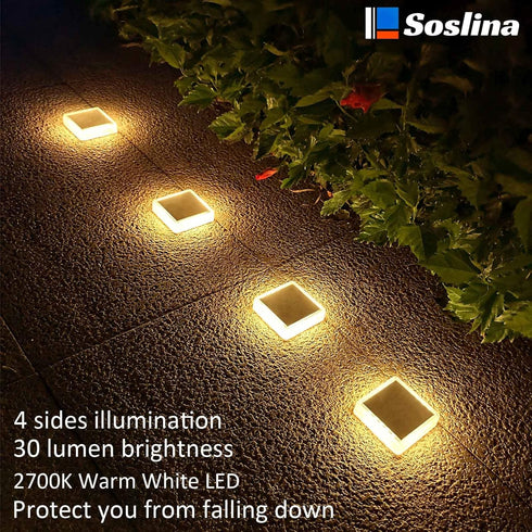 Solar Deck Lights Solar Powered,Solar Stair Lights Outdoor Waterproof,Solar Step Lights Auto ON/Off,Solar Lights Stick on Garden,Patio,Concrete Pa...
