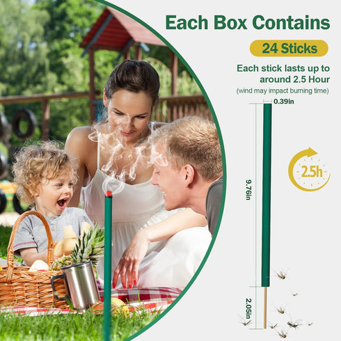 24 Naturals Mosquito Repellent Incense Sticks|Citronella Oil DEET Free Organic Mosquito Barrier Repeller for Backyard Patio Travel Camping Indoors...