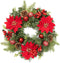 Adeeing 16 Inch Christmas Wreath, Outdoor Christmas Wreath with Red Artificial Poinsettia Flowers Ball Ornaments Pine Cones Berries for Door Wall ...