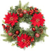 Adeeing 16 Inch Christmas Wreath, Outdoor Christmas Wreath with Red Artificial Poinsettia Flowers Ball Ornaments Pine Cones Berries for Door Wall ...