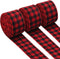 3 Rolls Buffalo Plaid Burlap Wired Ribbon Weave Ribbon with Wired Edge Bows Craft Decoration for Big Bow Wreath Tree Decoration Outdoor (Black and...