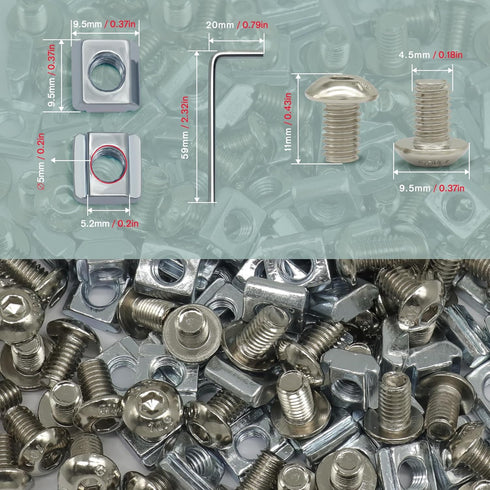 150 sets Screws Nuts Kit for 2020 Series Conrner Bracket Connector,150Pcs M5 T Nuts+150Pcs M5 x 8mm Hex Socket Head Screws for Aluminum Profile Ac...