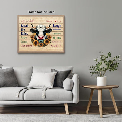 Posterizer 1 pcs-Break the Rules-Rustic, Farmhouse, Country Poster-Art for Animal Lovers-Motivational & Inspirational Art- Gift for Men Women Entr...