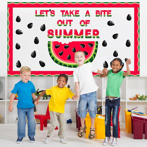 50 Pcs Summer Watermelon Bulletin Board Decoration Let's Take A Bite Out of Summer Bulletin Board Cutout Fruit Watermelon Bulletin Board Border fo...