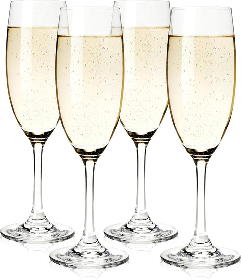True Cuvée Crystal Champagne Flutes Set of 4, Stemmed Champagne Glasses, Sparkling Champagne Flutes Glass, Mimosa Glasses, Wine & Champagne Glasse...