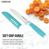 Farberware Ceramic 5- Inch Santoku Knife with Custom-Fit Blade Cover, Razor-Sharp Kitchen Knife with Ergonomic, Soft-Grip Handle, Dishwasher-Safe,...