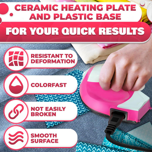 Mini Iron for Crafting 2.3" x 3.9" – Cute Mini Craft Iron for Patches, Sewing, Quilting with Quick Heat-Up Ceramic Plate & 59" Cord – Designed for...