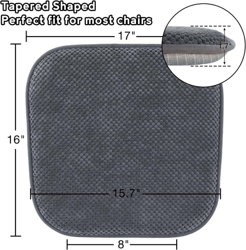 Grey Kitchen Chairs Cushions Non Slip Foam Office Seat Cushions Washable Soft Thick Pads Large Wooden Metal Tapered Dining Chair Cushions,17" x 16...