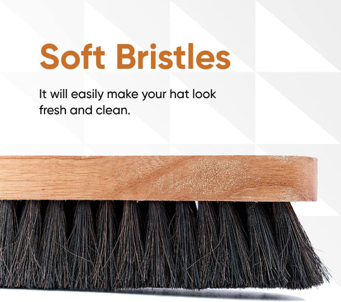 Hat Brush Horsehair Felt Hat Cleaner, Horse Hair Brush for Baseball Cap, Cowboy Hats, Shoes, and Clothes Brush, Soft Bristles Wooden Cleaning Brus...