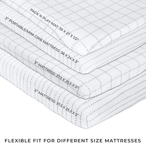Pack N Play, Mini-Crib Sheet 2 Pack - Jersey Knit Cotton for Baby Boy or Baby Girl, Grey...