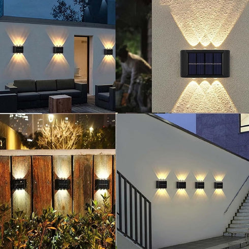 ASLIDECOR Solar Fence Lights Up and Down,2 Pack Small Solar Step Light Waterproof,Warm White Deck Lighting Illuminate Outdoor for Patio Shed Pool...