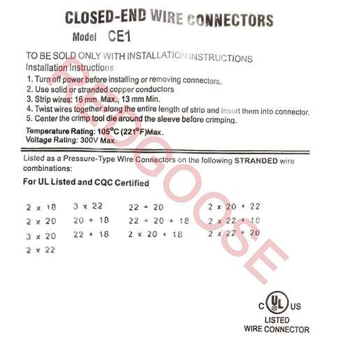 300PCS Closed End Crimp Connector 26-12 AWG Nylon Wire Connectors Crimp Cap Wire Terminals(26-18AWG 100PCS, 26-16AWG 100PCS, 26-12AWG 100PCS)...