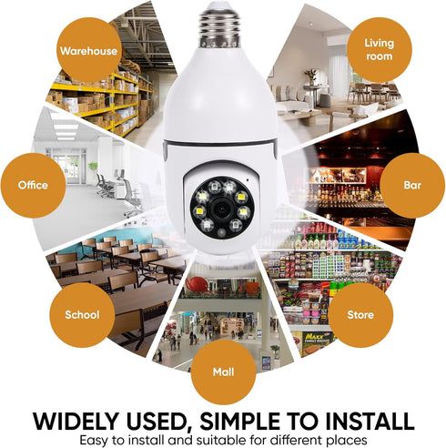 VYANLIGHT 4MP Security Camera with 2.4GHz WiFi, 360° Panoramic Pan-Tilt-Zoom View, 2K Full-Color Night Vision Bulb Video Camera, Motion Detection ...