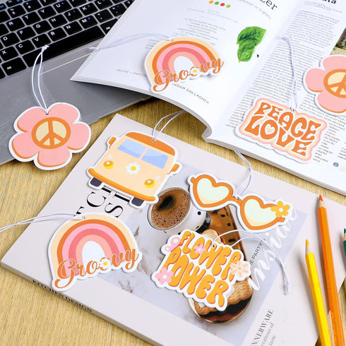 12 Pcs Car Air Fresheners Cute Car Interior Accessories Boho Scented Hanging Air Fresheners Kawaii Essential Oil Automotive Fresheners for Women M...