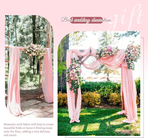 Wedding Arch Draping Fabric,1 Panel 28" x20ft Pink Wedding Arch Drapes for Ceremony Chiffon Fabric Drapes Arbor Drapery Wedding Arch Decorations f...