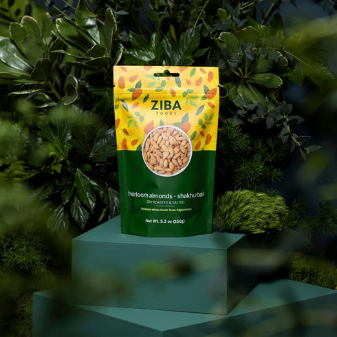 Ziba Foods Heirloom Shakhurbai Almonds | Dry Roasted & Salted | Non-GMO, Vegan, Gluten Free Snack, Nuts | Heirloom, Warm & Nutty | Healthy, Delici...