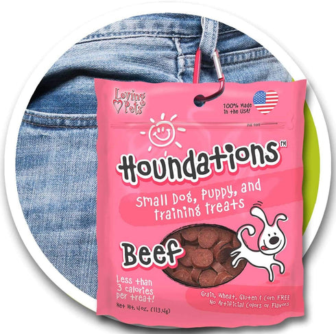 Loving Pets 3 Pack of Beef Houndations Small Dog, Puppy, and Training Grain-Free Treats, 4 Ounces Each, Made in The USA...