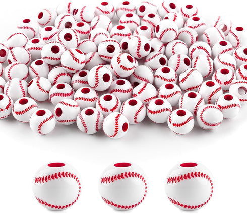 AUEAR, 100 Pack Baseball Beads 12mm for Sport Jewelry Making Necklace Bracelet Craft Decoration Accessories...