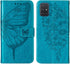 for Samsung Galaxy A51 Case Wallet, Butterfly Floral Embossed, Wrist Strap, Card Holder Slots, Stand Leather Protective Flip Phone Cover (Non 5G V...