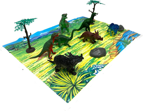 WARM FUZZY Toys Kids Tub of 7 Realistic Dinosaur Figurines, 1 Tub & Playmat - Engaging Educational Playtime - Ultimate Fun & Learning Experience f...