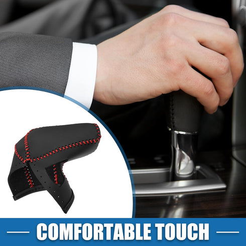Automatic Gear Shift Knob Cover Sheath Transmission Boot Shift Lever for Hyundai Elantra 2021-2023 Faux Leather Red Stitches...