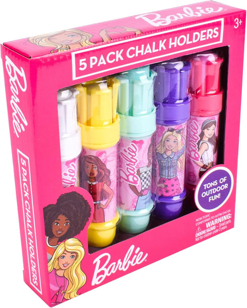 Sunny Days Entertainment Barbie Jumbo Chalk Holders | 5 Chalk Sticks with Holders for Kids | Barbie Outdoor Toys...