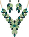 EVER FAITH Women's Crystal Elegant Bridal Cluster Flower Leaf Drop Necklace Earrings Set...