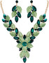 EVER FAITH Women's Crystal Elegant Bridal Cluster Flower Leaf Drop Necklace Earrings Set...