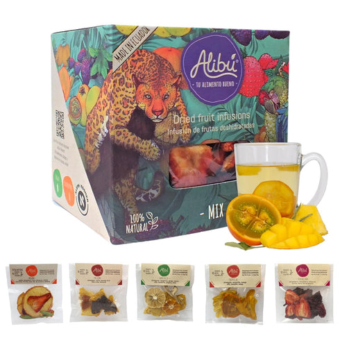 Alibú Dried Fruit Tea Infusions - Variety Pack - Certified Vegan, 100% Natural, Hot or Iced, Caffeine Free, Eat and Drink - Box of 2.12 oz...