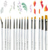 Best Small Miniature Paint Brushes - Detail Paint Brush Set of 14 pcs +1 Free, Tiny Model Paint Brush Set for Face Painting, Fine Detailing - Acry...