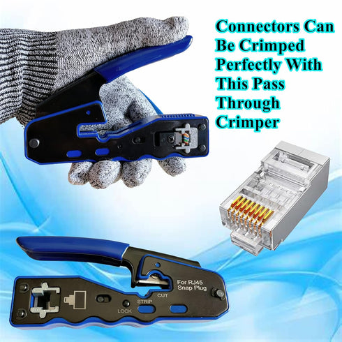 100-Pack Cat6 Cat6A RJ45 Pass Through Connectors Ends, Shielded RJ45 Connectors for 23AWG Cat6 Shielded Solid Wire and Standard Cable 100 Pack (1....