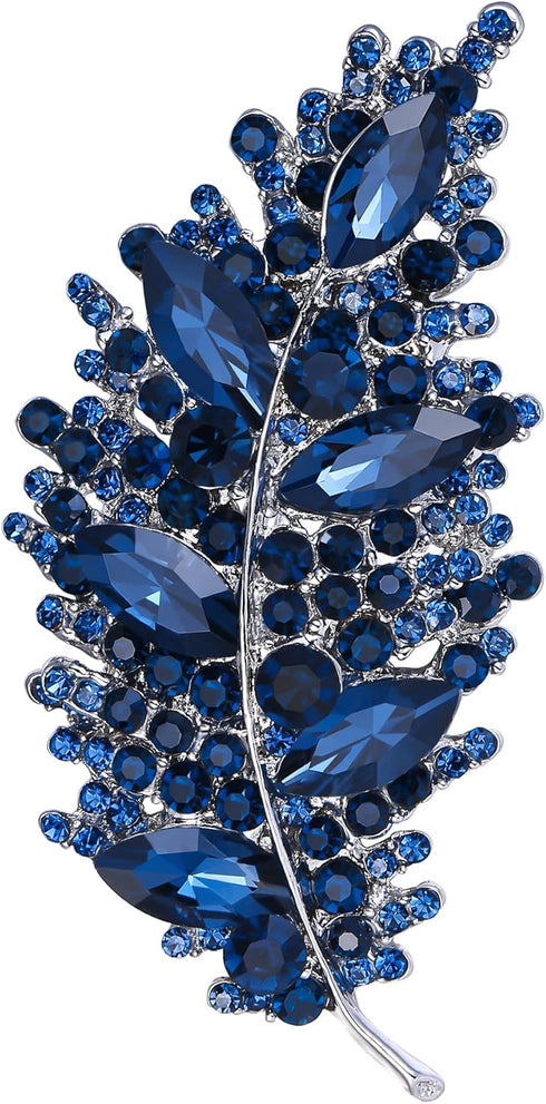 EVER FAITH Gala Round Austrian Crystal Brooch Pin, Vintage Inspired Leaf Marquise Brooch for Women...