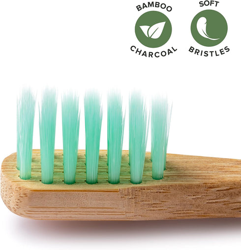 GREENZLA Kids Bamboo Toothbrushes (6 Pack) BPA Free Soft Bristles Eco-Friendly, Natural Toothbrush Set Biodegradable & Compostable Charcoal Wooden...