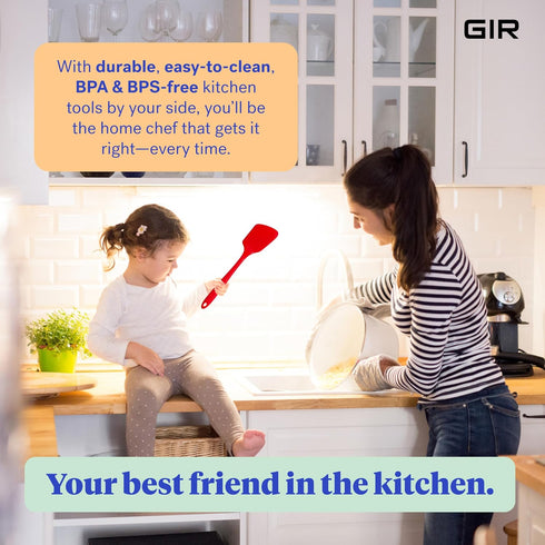 GIR: Get It Right Cooking Spatula Turner - 13-Inch Red Rubber Spatula - Seamless Silicone Nonstick Flipper - Heat-Resistant Cooking Utensil...