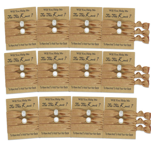 6 Packs Hair Tie Favors for Bridesmaids, Bachelorette Party & Bridal Shower Gifts (Gold)...