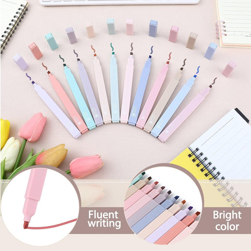 24 Pack Aesthetic School Supplies Include Small Pencil Case 12 Pcs Cute Highlighters 5 Pcs Quick Dry Black Ink Gel Pens 6 Pcs Clear Transparent St...