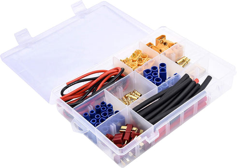Readytosky XT60/XT90/EC3/EC5/T-Plug Male&Female Connector Adapters Kit+14AWG Silicone Wire+Shrink Tubings for RC ESC Motor Lipo Battery(70PCS)...