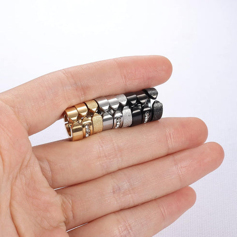 FIBO STEEL 9 Pairs Non-Piercing Earrings Stainless Steel Clip On Hoop Earrings For Men Women Paved CZ Ear Clip...