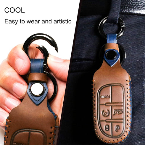 Leather Cover Key Fob Case Compatible with Ford Keyless Remote Control (B-Brown) …...