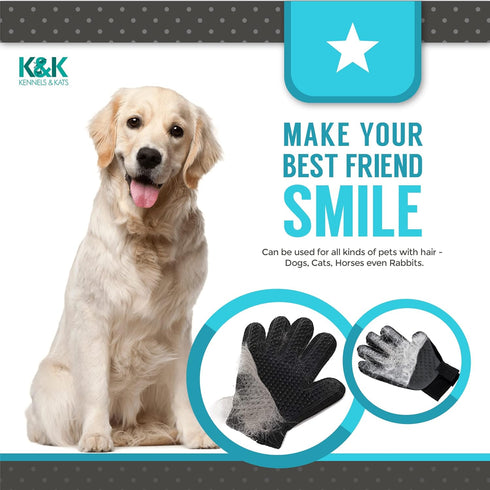 KENNELS & KATS Pet Grooming Gloves | Deshedding Glove for Easy, Mess-free Grooming | Grooming Mitt for Dogs, Cats, Rabbits & Horses with Long/Shor...