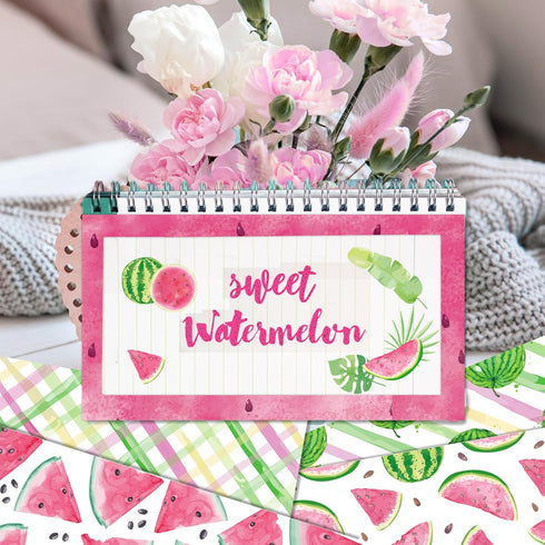 24 Sheets Watermelon Scrapbook Paper, 12 Designs Watermelon Craft Paper Double-Sided Papermania Folded Flat for Summer Card Making Scrapbook Photo...