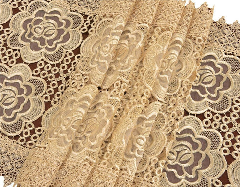 Simhomsen Beige Lace Table Runner Dresser Scarf Embroidered Rose Flower 16 × 72 Inch Long...