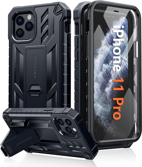 FNTCASE for iPhone 11 Pro Case: Military Grade Shockproof Dual Protective Cell Phone Cover with Kickstand - Rugged Full Protection Matte Textured ...