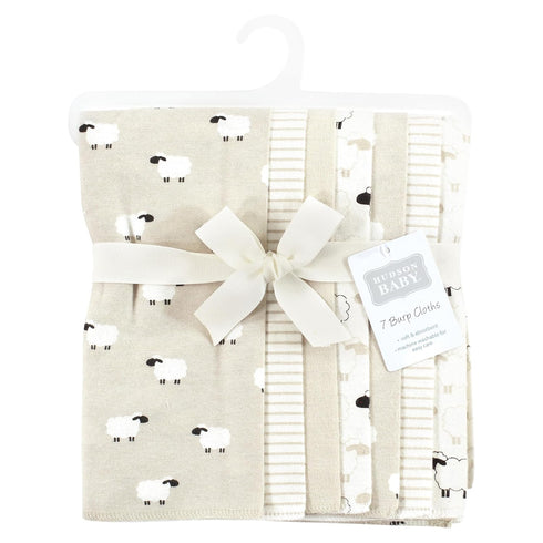 Hudson Baby Unisex Baby Flannel Burp Cloth 7pk, Taupe Sheep, One Size...