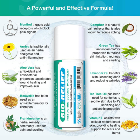 BIO-Relief Pain Relief Gel, Cooling Gel with 10% Menthol & Arnica Montana, 3 oz Roll-on for Arthritis, Muscle Pain, Joint & Back Pain, Topical Ana...