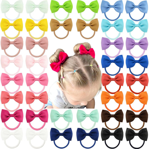 CÉLLOT Toddler Hair Accessories - 40pcs 2.75" Elastics Rubber Ribbon Bands, Bows for Baby Girls, Kids & Children...